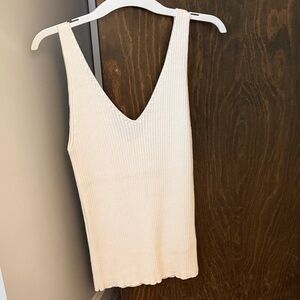 GAP Ribbed V-Neck Tank Top - Cream